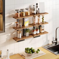 Étagère murale flottante à trois niveaux de style rustique pour salle de bain, salon, cuisine - Étagère à épices durable de grande capacité
