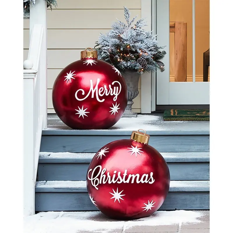 Рождественские украшения для дома наружный ПВХ 60 см новогодний подарок Рождественский открытый орнамент надувные рождественские шары