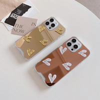 Coque de téléphone 3D Silver Love Heart pour iPhone 15 11 12 13 14 Pro Max X XR XS Max 7 8 Plus Tpu Soft Silicone Cover Girl Simple Shell