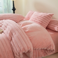 Parure de lit design de luxe en usine drap de lit en peluche lapin en peluche velours 4 pièces housse de couette avec drap