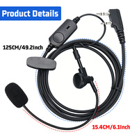 ABBREE Headset Earpiece PTT 2 Pin Profesional Audio Jernih Aksesori Walkie Talkie untuk BF-888S UV-5R 5RM Penggunaan Online Wasit