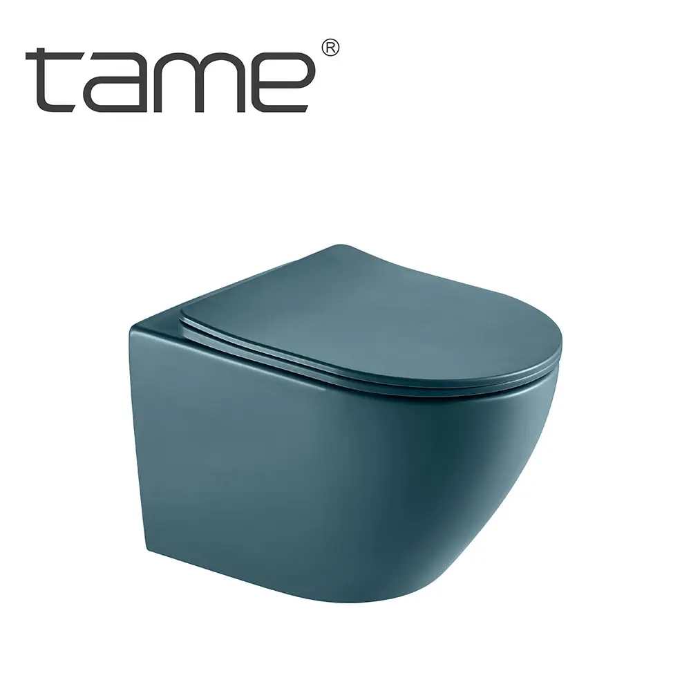 TAME TMYT3035-MSL Design Moderne Mat Bleu Foncé Toilette Sanitaire Cuvette WC Mural WC Salle De Bains Toilette