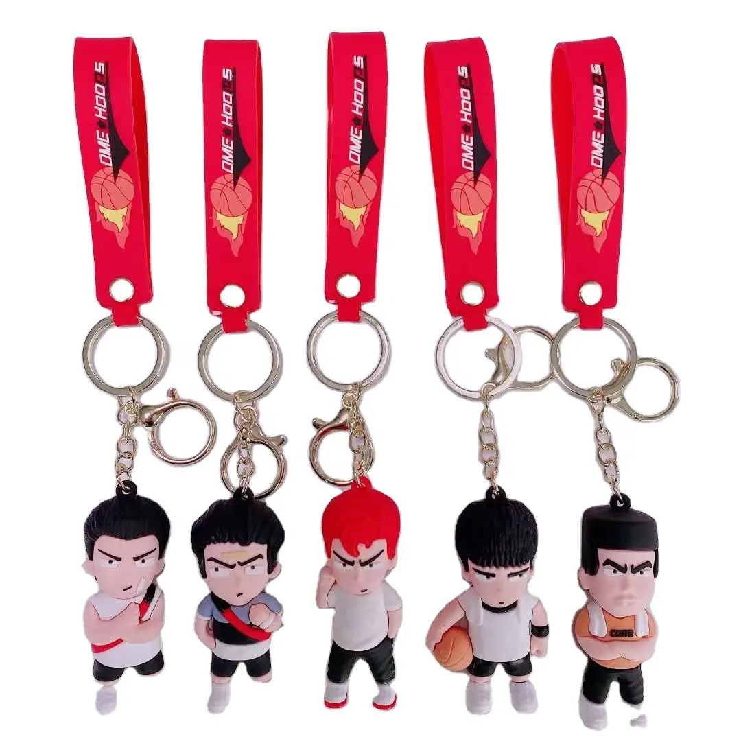 Wholesale 3d one Character piece Key chain Rubber Cartoon Pendant gift Luffy Key chains PVC Key chains