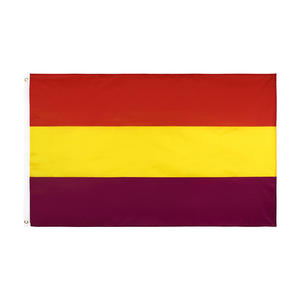 Bandera de <span class=keywords><strong>la</strong></span> Segunda <span class=keywords><strong>República</strong></span> <span class=keywords><strong>Española</strong></span> de 90*150cm, Barata al por Mayor, de Poliéster Morado con Impresión Serigráfica de Girasol - Product Image 1
