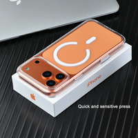 Desain Tombol Sentuh Logo Kustom PC+TPU Tahan Guncangan Berlapis UV Magnetik Transparansi Tinggi Tahan Kuning Casing Ponsel untuk 18 17 Pro