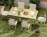 Ensemble de table et de chaises pliantes en aluminium pour l'extérieur, meubles d'extérieur portables et durables pour pique-nique, camping, style chinois