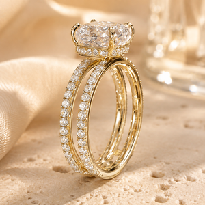 Anello di fidanzamento a quattro punte per donna, gioiello da dito scintillante per cena o festa - Product Image 3