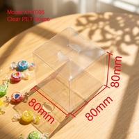 En stock, boîte pliable en plastique PET 80x80x80mm, emballage transparent pour bonbons, cadeaux, avec gaufrage et logo personnalisé