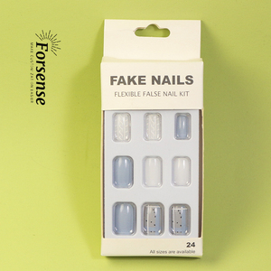 Nouveau 2023 presse sur les ongles de créateur <span class=keywords><strong>faux</strong></span> ongles courts carrés avec designs ongles fales portables à la mode <span class=keywords><strong>faux</strong></span> ongles pré-collés <span class=keywords><strong>faux</strong></span> ongles - Product Image 3