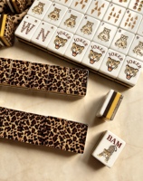Ensemble de Mahjong américain de luxe portable à motif léopard, 160 pièces, tuiles de Mahjong américaines en acrylique à 4 couches, vente en gros