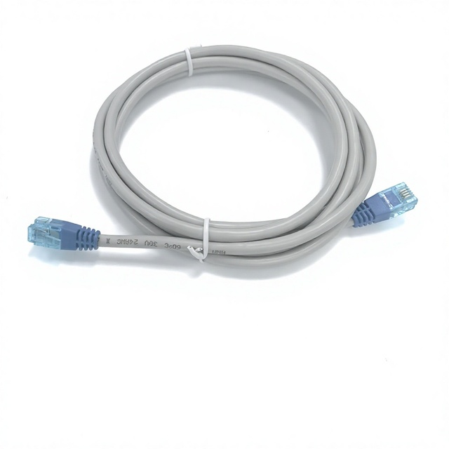 Telecommunications Cat5e Copper UTP Telephone Patch Cord Extension RJ11 2m Grey Cable with Light Blue Connectors