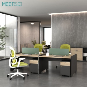 Customized Modern 4-Person Open Modular Office Desk Classic Wooden Work Computer Cubicle Convertible Panel Style - Product Image 1