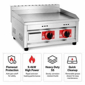 Commercial Gas Flat Top <b>Griddle</b> 9.4kW for Burgers Steaks Bacon Eggs Fast Food Restaurants Catering and Equipment Dealers - Product Image 3