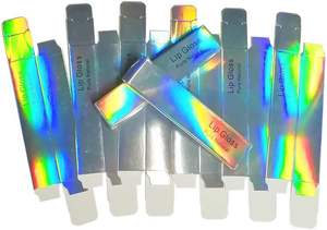 Boîtes pour gloss à lèvres, 10,7x2,3x2,3 cm, boîte d'emballage holographique argentée, boîtes d'emballage pour tubes de gloss à lèvres en papier kraft brillant - Product Image 5