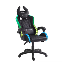 Chaise de bureau LED RGB au design moderne et de style chinois, en cuir synthétique noir, chaise gamer