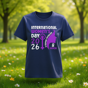 T-shirt Donna per la Giornata Internazionale della Donna 2026, Stampa Viola, Casual, Girocollo, Manica Corta, 100% Cotone Jersey, Primavera Estate - Product Image 2
