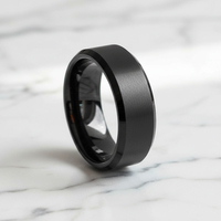 Alliance de mariage unisexe de haute qualité 8 mm, finition mate brossée, classique, noire, en carbure de tungstène, confortable