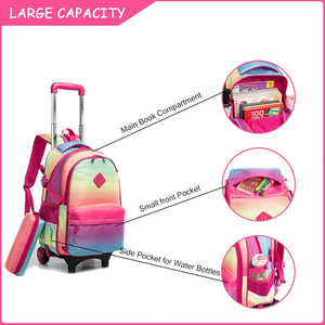 Mochila con Ruedas para Niñas, Mochila Escolar con Ruedas para Niñas, Mochila con Ruedas con Lonchera, <span class=keywords><strong>Maleta</strong></span> de Viaje para Niños - Product Image 4