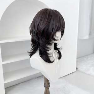 วิกผมสั้นตรงสีน้ำตาลเข้ม 45 ซม. พร้อมไรผมธรรมชาติ สำหรับผู้หญิง ทรงเจ้าหญิง ใช้ได้ทุกวัน ทำจากเส้นใยคาเนคาลอน - Product Image 2