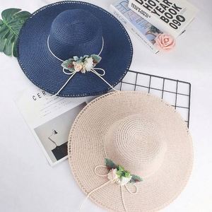New Style Fresh Flower Bow <b>Sunscreen</b> Outdoor Wide Brim Sun Summer Beach Paper Boater Straw Hat for Unisex Cycling Travel - Product Image 3