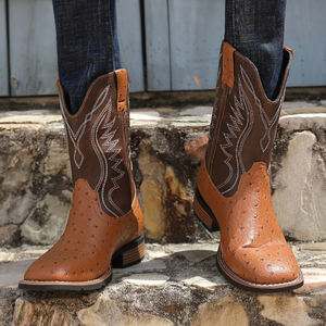 Botas Unisex Personalizadas de Moda Retro para Hombre, Botas de Caballero con Bordado de Flores Talladas, Botas Casuales de Piel Sintética para Hombre - Product Image 4