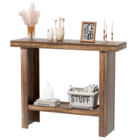 Table console rustique de 39,3 pouces avec plateau en bois épais de 1,9 pouces, table de couloir étroite à 3 niveaux pour salon, couloir, hall d'entrée