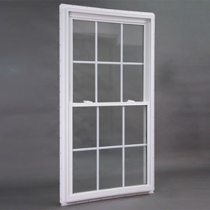 Fábrica de compra a granel estilo americano personalizado 82mm blanco UPVC Perfil de vidrio simple y doble Casa colgada <span class=keywords><strong>ventanas</strong></span> de PVC - Product Image 1
