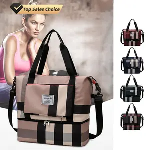 Custom 5 Kleuren Droog Nat Waterdichte Opvouwbare Duffel Luxe Patroon Rits Schoenen Pocket Gym Tote Sling Reizen Handtas