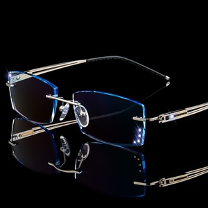 Gafas graduadas de corte de diamante sin montura personalizadas 1.61MR-8 lentes gafas de miopía progresiva hombres mujeres Color azul degradado - Product Image 2