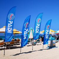 Bendera Pantai Promosi Terbuka Anti Air Cetak Digital Desain Logo Bulu Warna-warni,  Derang Wind Flying Knife Swooper Pennant