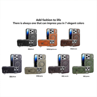 Coque de téléphone antichoc en cuir PU magnétique électroplaqué tendance avec support anneau dissimulé pour iPhone 17 16 15 14 Pro Max 17 Air