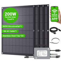 Kit solaire 800W pour balcon, camping-car, système d'énergie solaire à micro-onduleur connecté au réseau à petite échelle avec 4 panneaux de 200W et micro-onduleur 800W