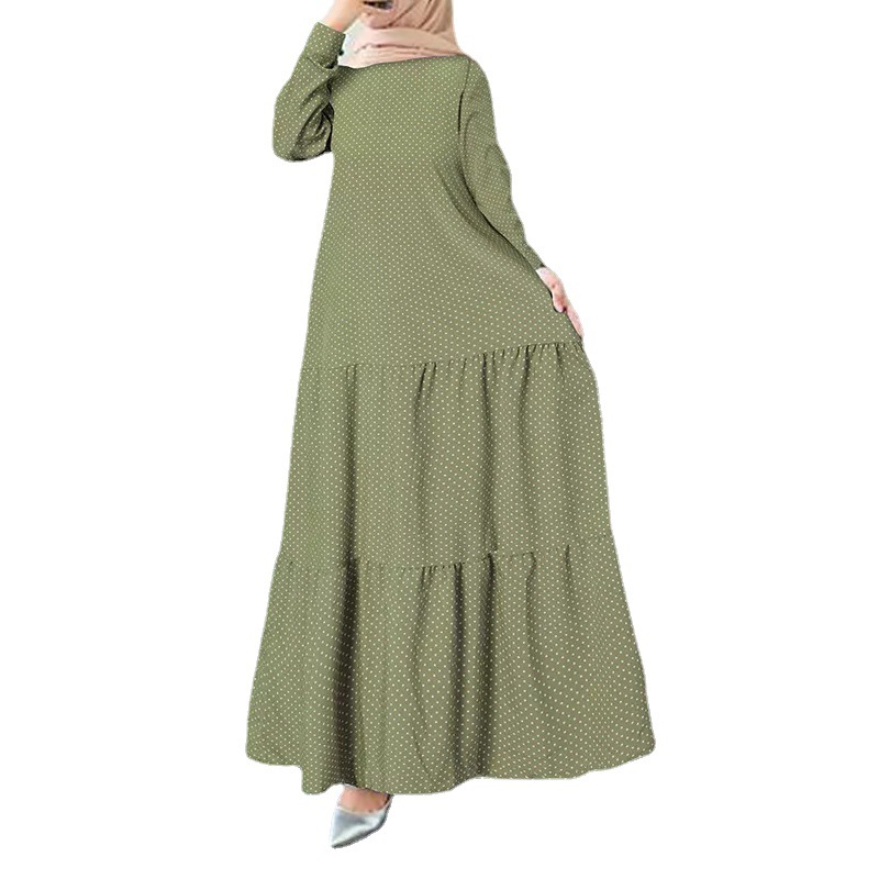 Women's Modern Arabic Style Polka Dot Maxi Dress Simple Long Sleeve Muslim  Abaya Casual Traditional Islamic Clothing Accessory| Alibaba.com