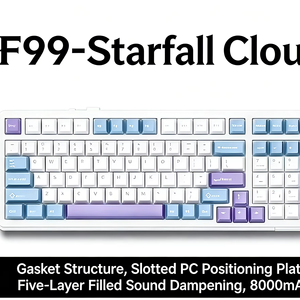 ออล่า F99 คีย์บอร์ดแบบมีสายสีฟ้า-สีเทา RGB แบ็คไลท์ USB ประเภท-C PC เกมตั้งโปรแกรมได้ 99 คีย์เดสก์ท็อปแล็ปท็อปไร้สาย 2.4 กิกะเฮิร์ตซ์ - Product Image 1