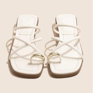 Zapatillas de verano para mujer, zapatos romanos de tacón plano, Sandalias de tacón bajo, calzado 2024 para mujer, Gladiador, Punta abierta, playa para mujer - Product Image 4