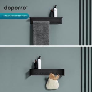 Deutschland <span class=keywords><strong>Doporro</strong></span> Gebürstetes Mattschwarzes Badezimmer-Duschraum-Zubehör Hängende Accessoires Toiletten-Handtuchhalter Aufbewahrungsregal Hotel - Product Image 2