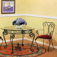 Ensemble table et chaises rondes doubles contemporaines en fer forgé TTD, mobilier d'extérieur pour balcon et terrasse