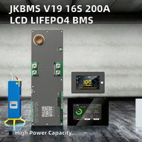 JkBMS V19 JK Inverter BMS JK-PB2A16S20P 16S 300A Écran LCD 4,3 pouces Pack de batteries LiFePO4 avec RS485/CAN/UART 48V JIKONG JK BMS