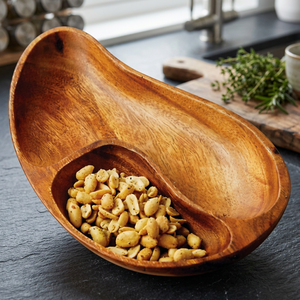 Bol en bois fait main avec compartiments pour collations et fruits, écologique, vintage, accessoires de fête, décoration de table, plat de service - Product Image 1