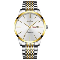 Aili Feida Montre à quartz pour homme avec bracelet en acier inoxydable, boîtier de 9 mm, étanche 30 m, cadran à aiguilles lumineuses