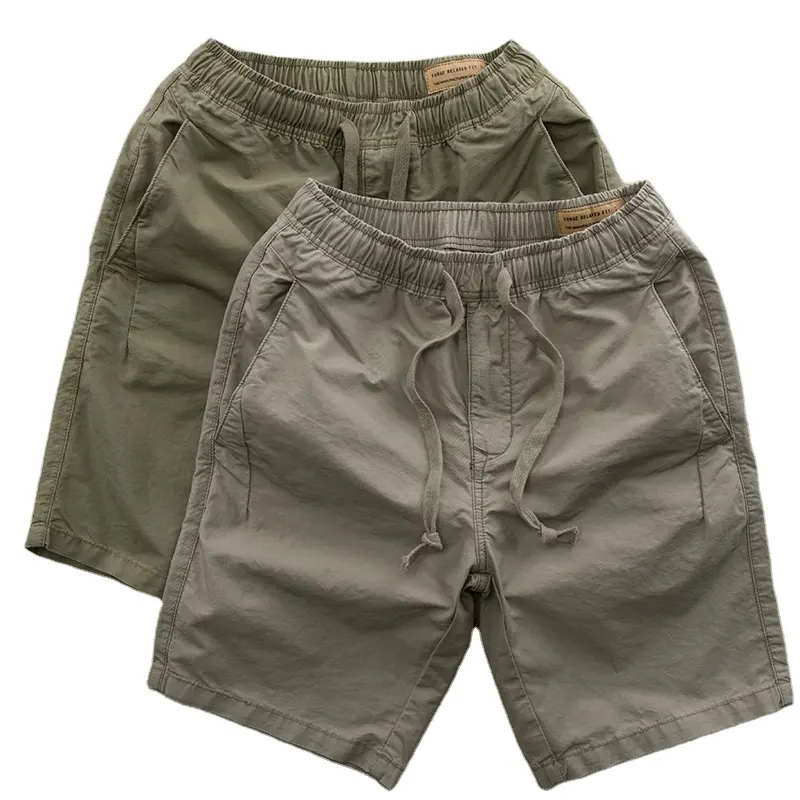 2024 vendita diretta in fabbrica da uomo pantaloni corti in vita elastica di qualità in cotone Cargo pantaloncini Casual a buon mercato Cargo verdi