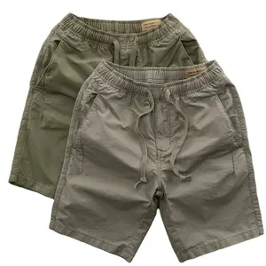 2024 Factory Direct Sale Men Elastic Waist Short Pants Quality Cotton Cargo Casual Shorts Cheap Green Cargo Shorts