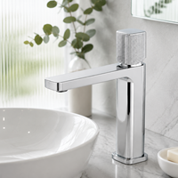 Mitigeur de lavabo carré moderne et contemporain, monocommande, en laiton, avec cartouche céramique, monotrou, garantie 5 ans, pour salle de bain d'hôtel, B2B