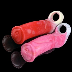 FAAK Fantasy Horse Penis Sleeve Gory Raw Meat Color Silicone Cock Enlargement & Extension Sheath Sex Toys for Men - Product Image 1