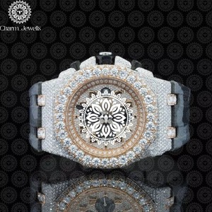 Montre en diamant la plus vendue avec bracelet en caoutchouc, cristal saphir et mouvement à quartz de précision, disponible à prix abordable - Product Image 1