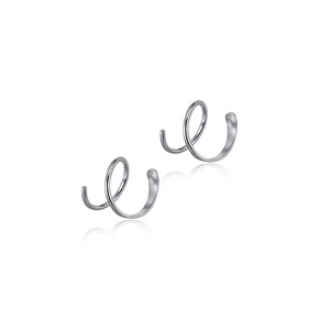 Dinle S999 Sterling <b>Silver</b> <b>Stud</b> Earrings Geometric Design Everyday Wear - Product Image 3