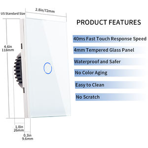 Interruptor de Luz Táctil Inteligente ZigBee Estándar Estadounidense y Australiano Bingoelec, Sin Neutro, Funciona con Alexa, Google Home y Apple Siri - Product Image 4