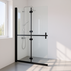 Porte de douche transparente en verre ESG, 43,3 x 74,8, pliable, sans cadre, écran de douche minimaliste, utilisation en salle de bain - Product Image 2