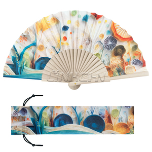 Tay fan hâm mộ thủ công Tây Ban Nha bông vải và gỗ bao gồm bảo vệ đay bông túi món quà đích thực 23cm - Product Image 1