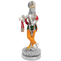 Statue de dieu religieux en résine décorative, en laiton galvanisé, couleur argent, statue de seigneur radha krishna
